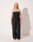 Dominique | Strapless Wide Leg Linen Jumpsuit Women Holiday — voorkant