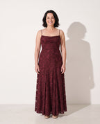 Helena | Wrap Lace Maxi Dress for Weddings and Garden Parties — voorkant