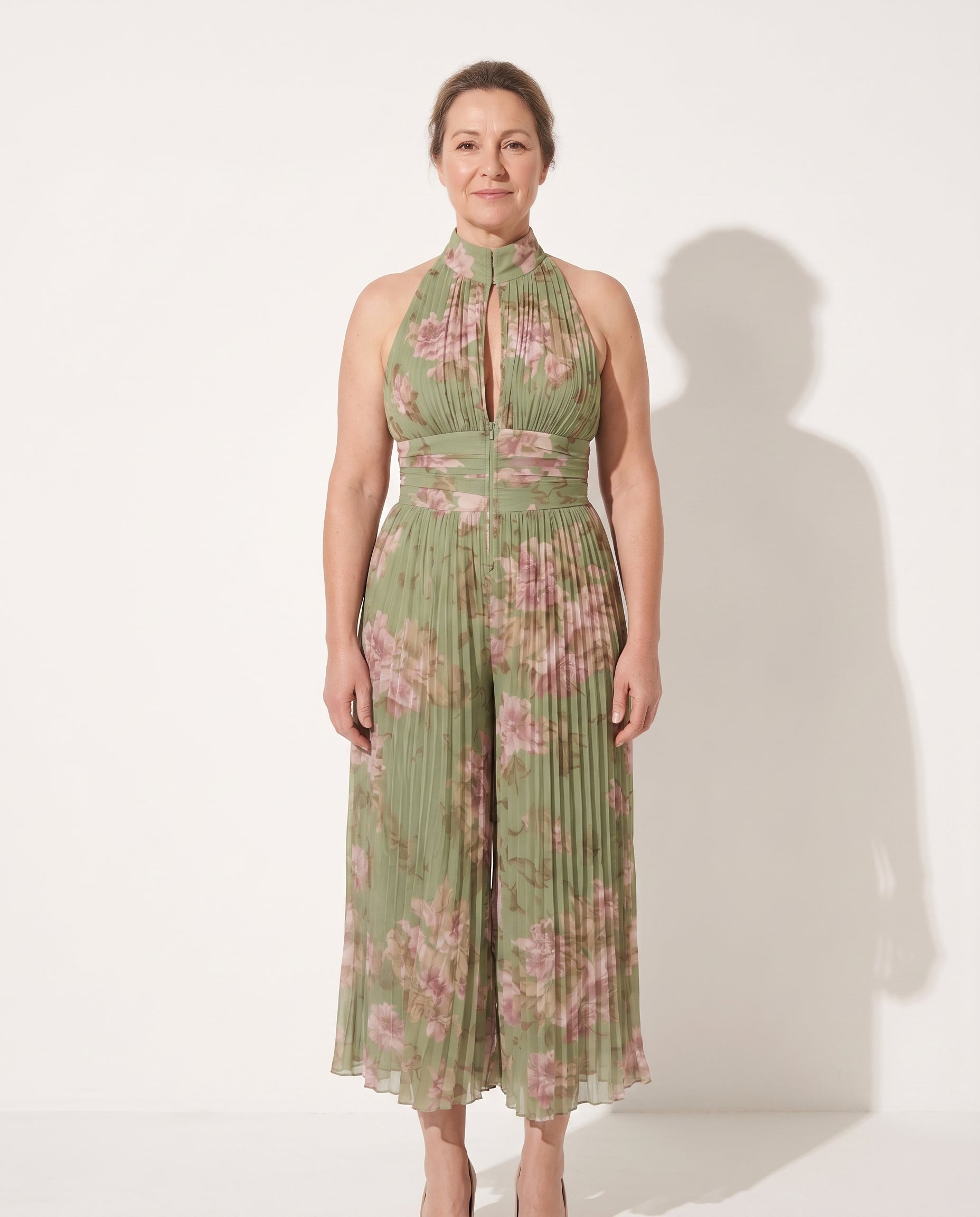 Cosima | Strapless Wide Leg Chiffon Jumpsuit Evening Wear — voorkant