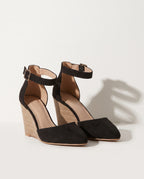 Noemie | Closed Toe Ankle Strap Wedge Heels for Evening Wear — voorkant