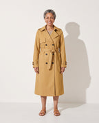 Persephone | Womens Leather Trench Coat Longline Belted — voorkant