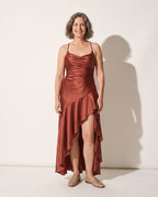 Henriette | Women Cowl Neck Satin Slip Maxi Dress — voorkant