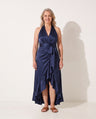 Wilhelmina | Satin Halter Evening Maxi Dresses For Formal Wear