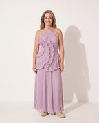 Iliana | Winter Wedding Guest Dresses With Pleated Ruffles — voorkant