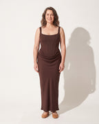 Nadia | Square Neck Winter Wedding Guest Dresses Bodycon Maxi — voorkant