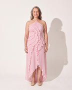 Berenice | Halter Evening Maxi Dresses With Ruffle Detail — voorkant