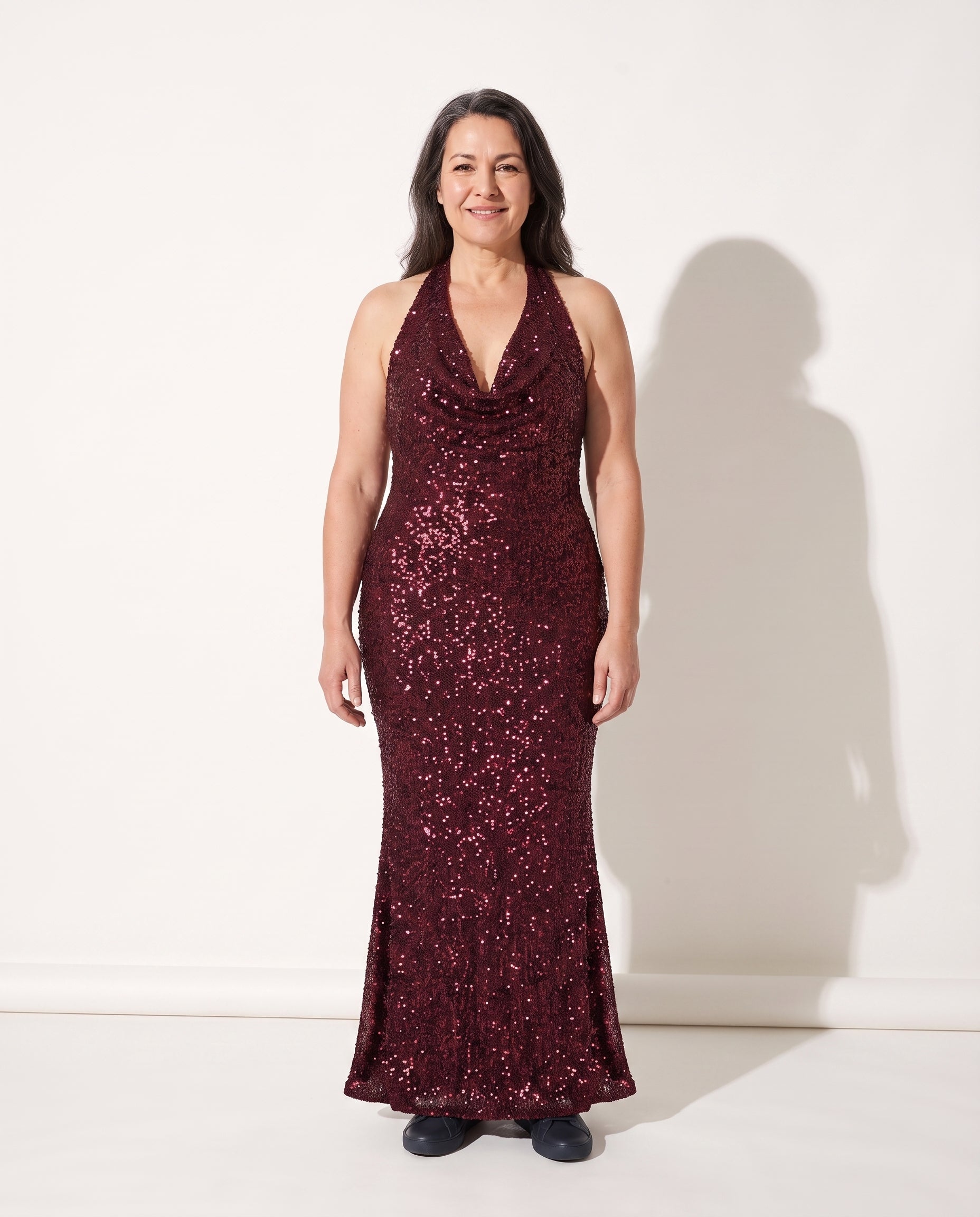 Ingrid | Sequin Halter Maxi Dress For Evening Occasions — voorkant