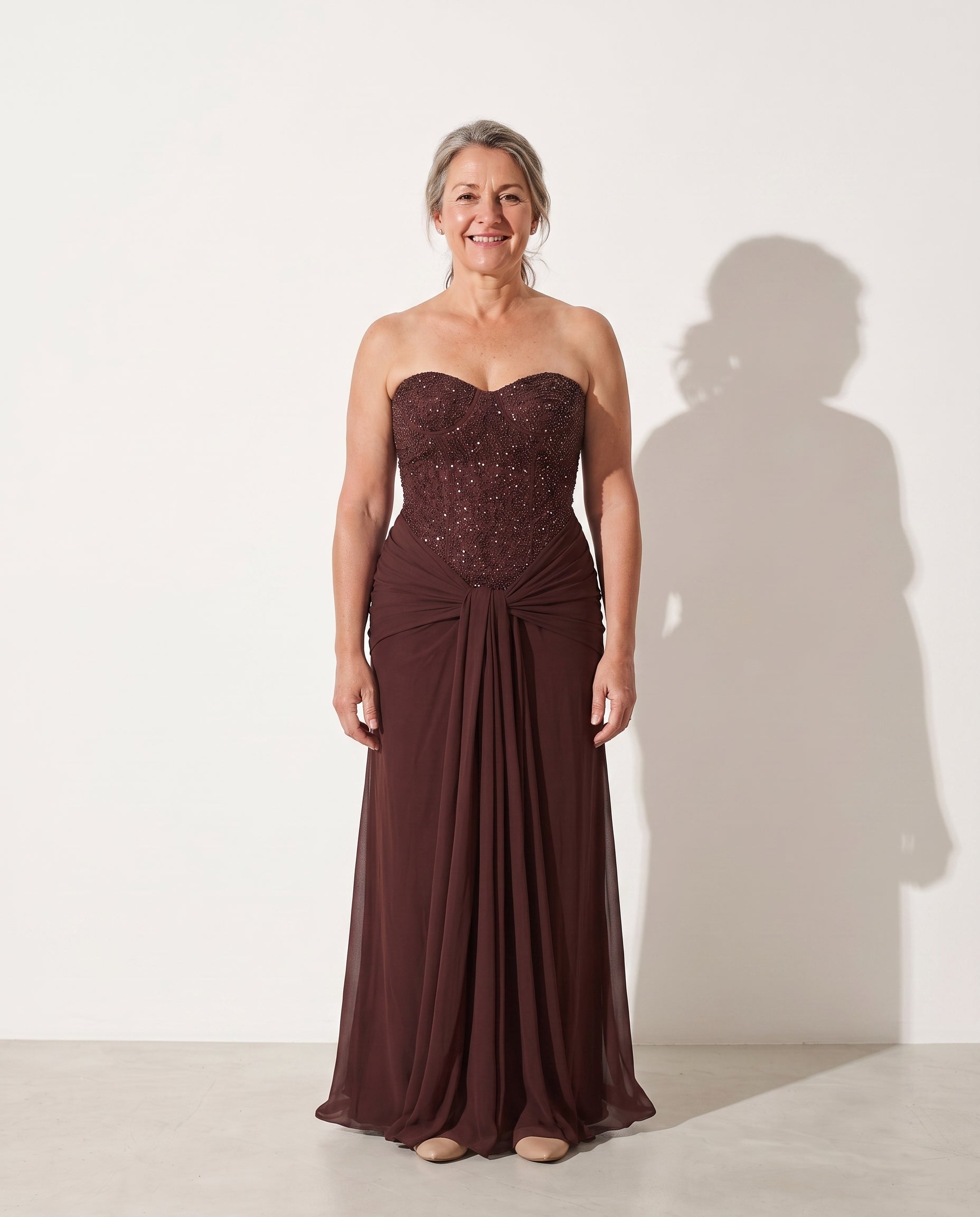 Valentina | Embellished Evening Maxi Dresses With Draped Detail — voorkant