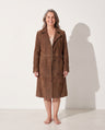 Solene | Womens Longline Coat Tailored Suede-Effect Winter