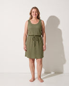 Liliana | Women's Waffle Knit Drawstring Mini Tank Dress — voorkant