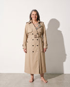 Elodie | Women Double Breasted Belted Long Trench Coat — voorkant