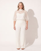 Theodora | Long Sleeve Wide Leg Jumpsuit Evening Occasion — voorkant