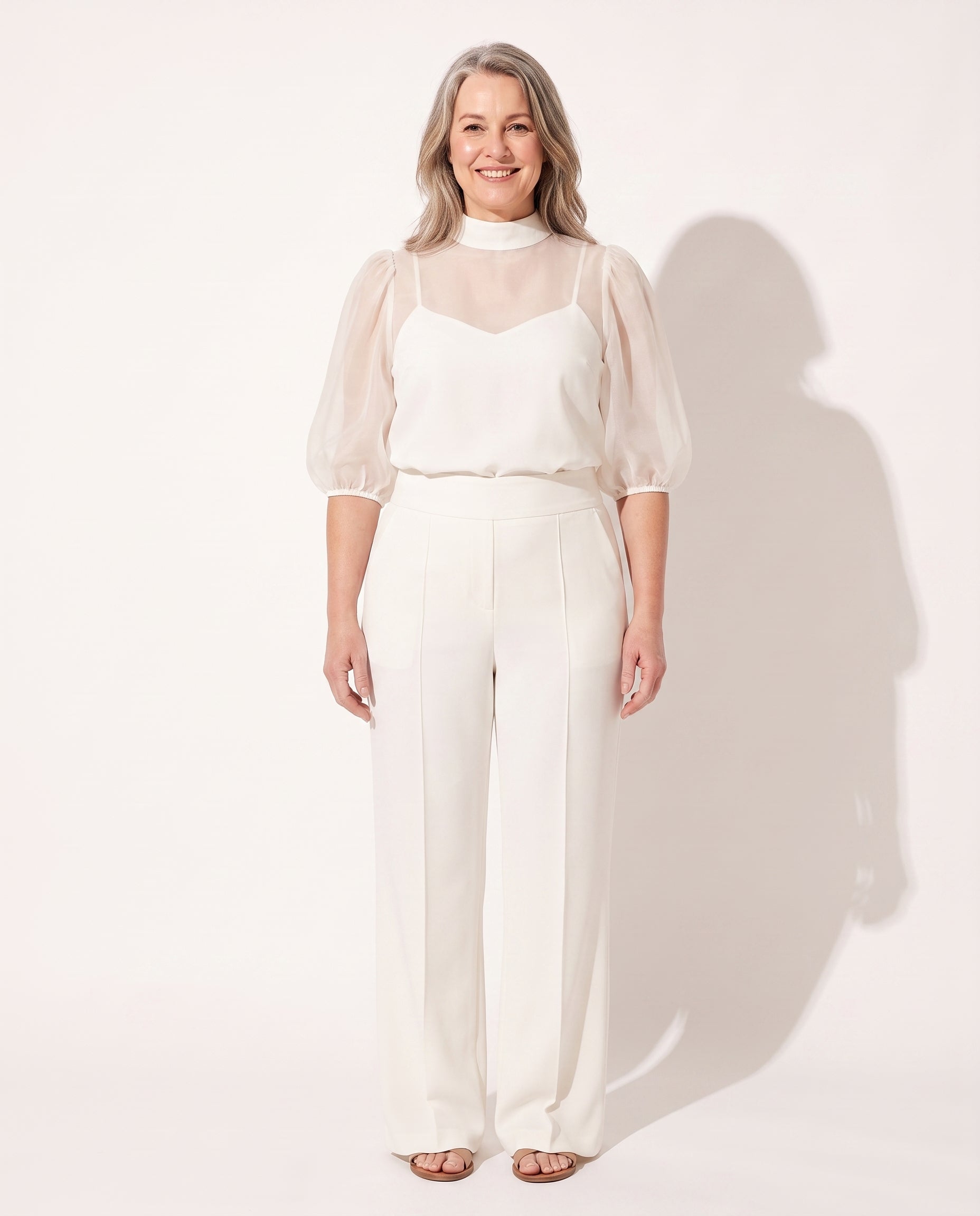 Theodora | Long Sleeve Wide Leg Jumpsuit Evening Occasion — voorkant