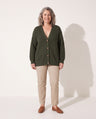 Henriette | Cream Cable Knit Cashmere V Neck Oversized Cardigan Sweater