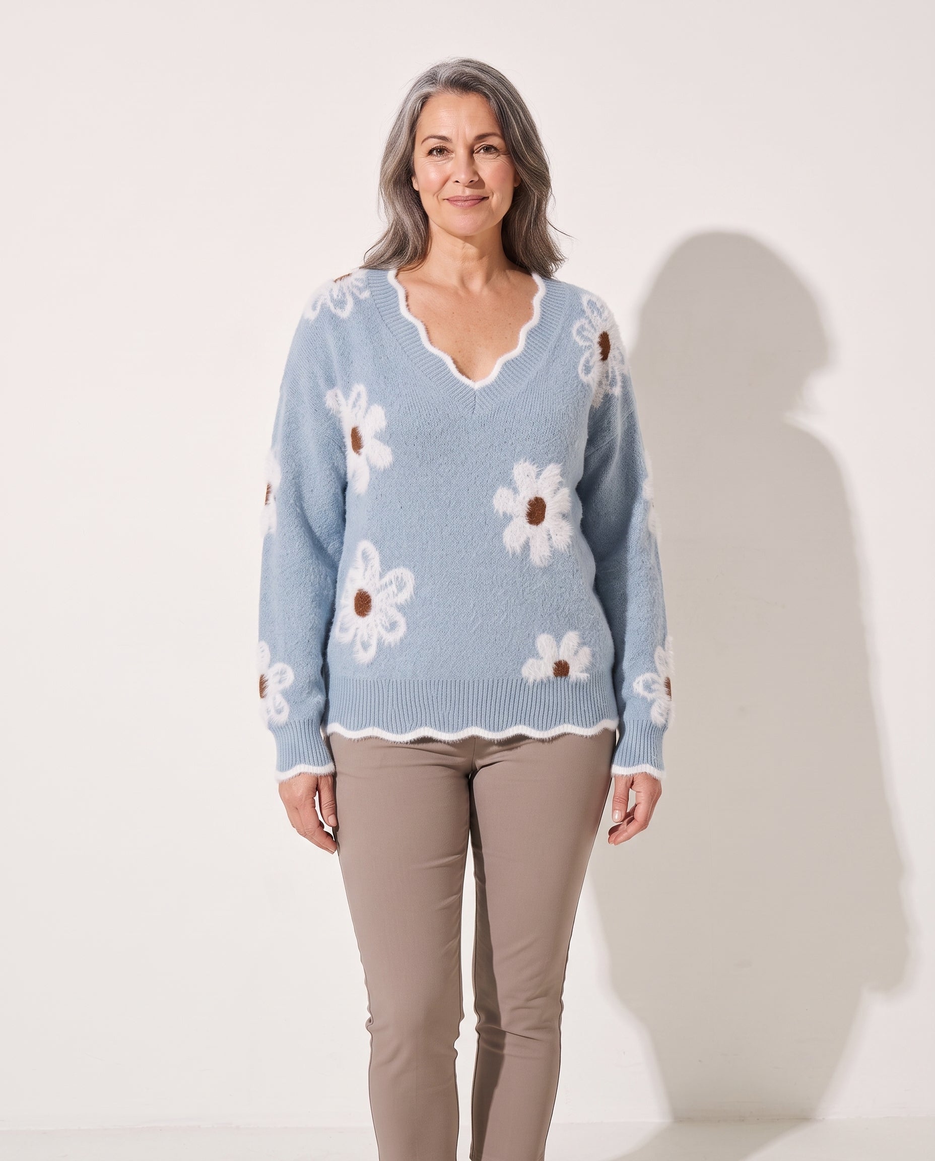 Mirabelle | Cashmere Wool V Neck Knit Sweater Jumper — voorkant