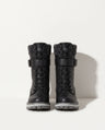 Faustine | Black Leather Winter Snow Boots Knit Cuff