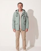Benedict | Men Winter Puffer Jacket Coat Leather Hood — voorkant