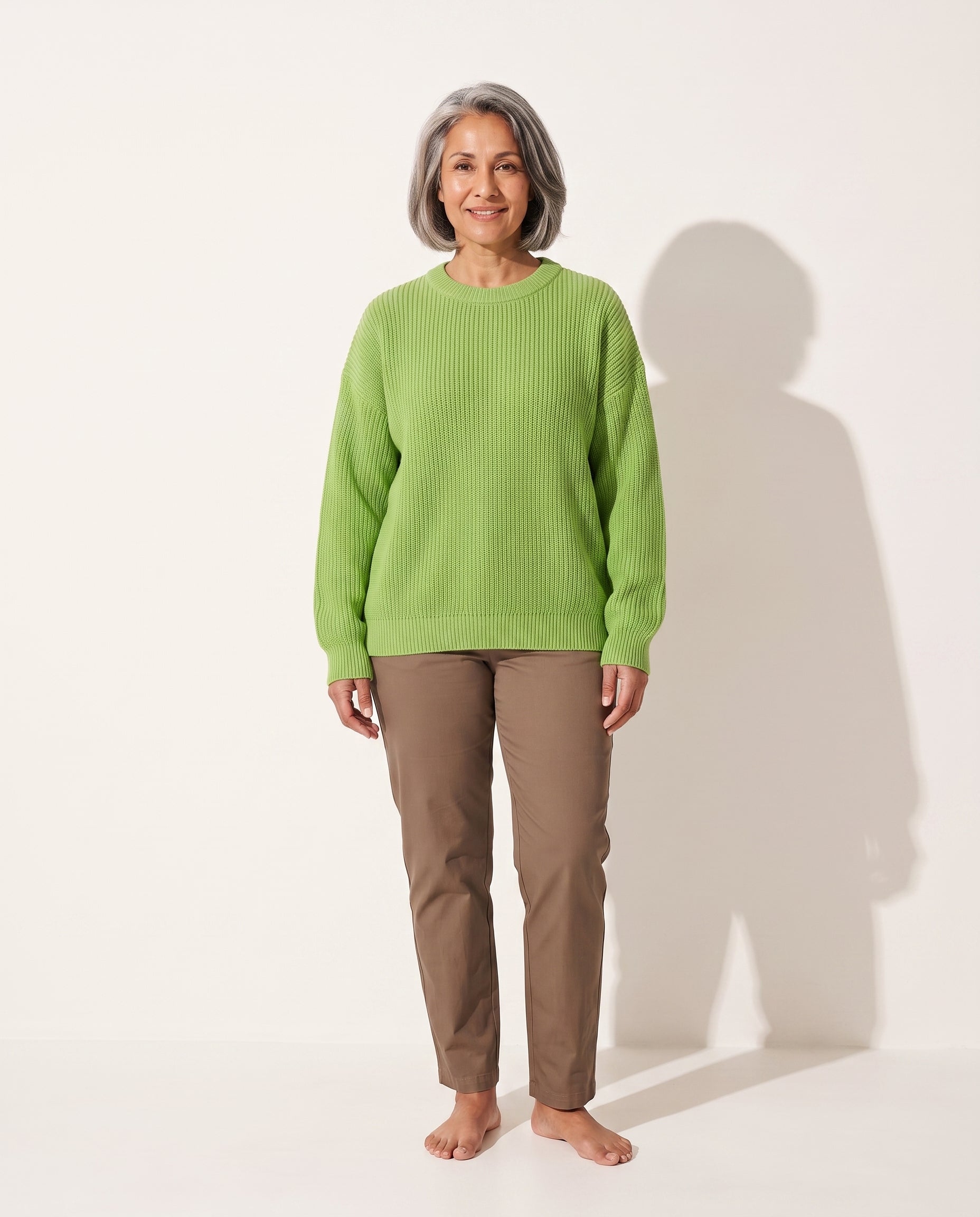 Delia | Cream Chunky Cable Knit Roll Neck Oversized Jumper Sweater — voorkant