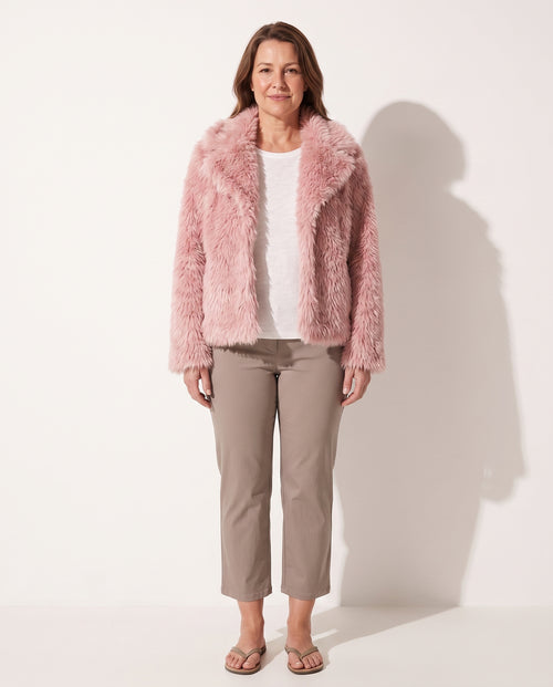 Apolline | Faux Fur Winter Jacket Black White Puffer Jackets — voorkant