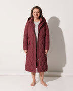 Bridget | Long Black Quilted Down Puffer Coat Longline Hood — voorkant