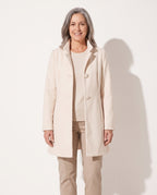 Clemence | Pink Wool Coat Cream Camel Brown Stand Collar — voorkant