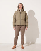 Helena | Cropped Oversized Puffer Jacket With Hood — voorkant