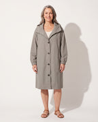 Evangeline | Waterproof Wool Black Long Trench Rain Coat — voorkant
