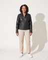 Wilhelmina | Faux Leather Biker Moto Jacket With Fur Collar