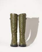 Constance | Wide Fit Knee High Platform Black Leather Boots — voorkant