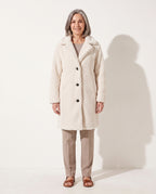 Felicity | Long Teddy Bear Coat in Black Pink for Women — voorkant