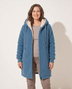 Georgiana | Long Black Puffer Coat Longline Hood Winter — voorkant