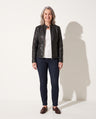 Ingrid | Faux Leather Biker Jacket Black Stand Collar