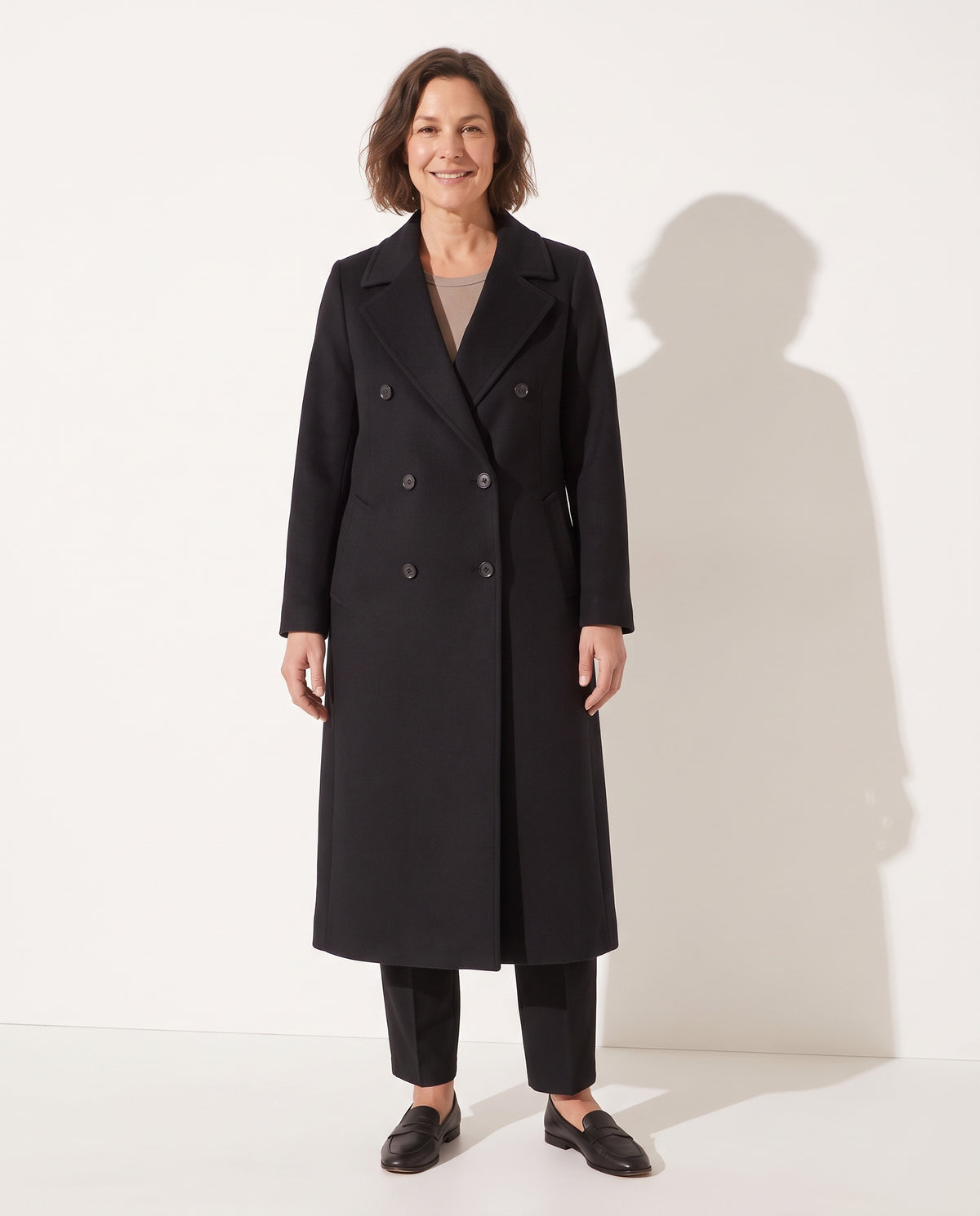 Oceane | Double Breasted Wool Blend Camel Coat — voorkant