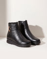 Helena | Black Leather Low Heel Ankle Boots
