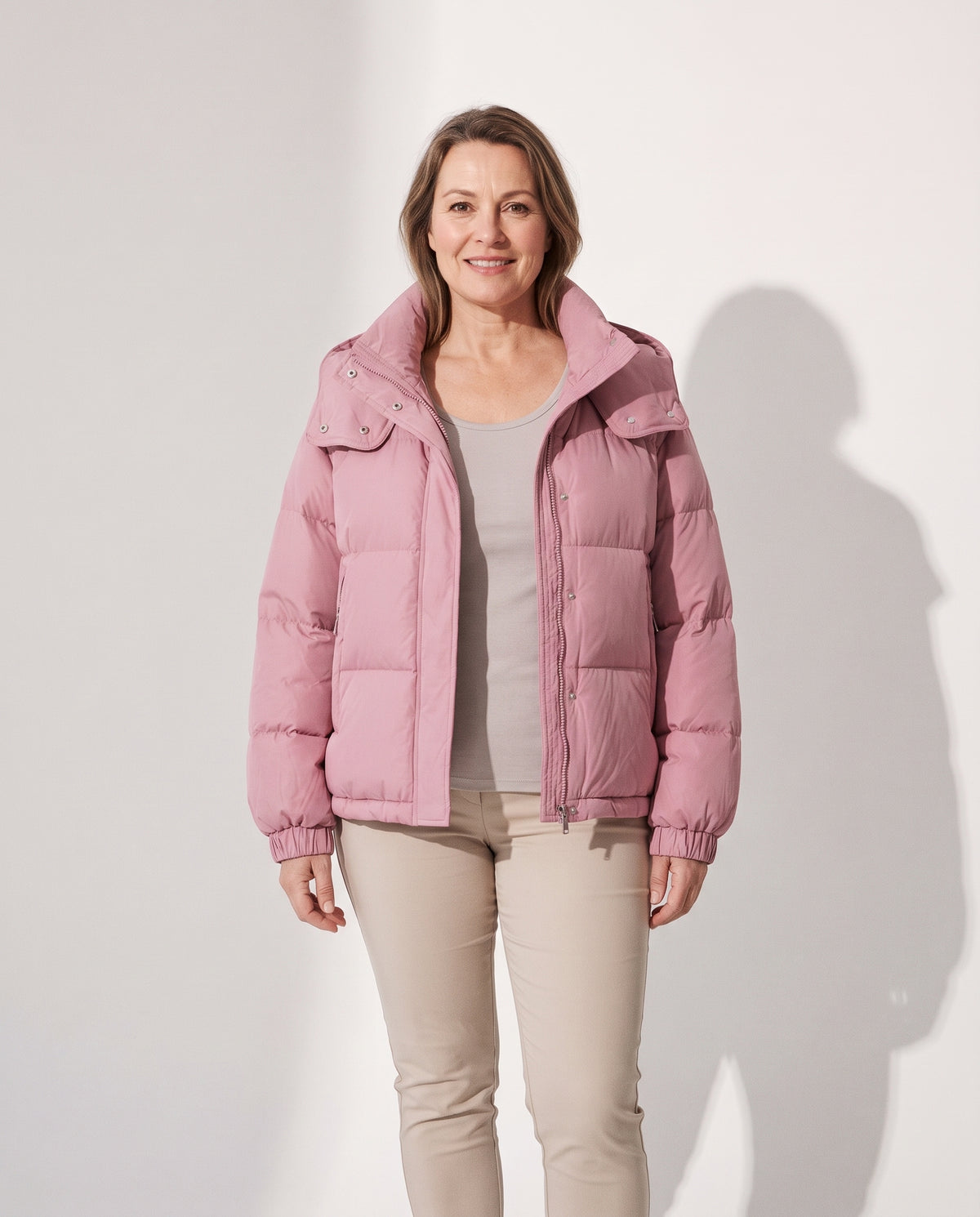 Henriette | Black Hooded Puffer Jacket Coat with Fur Hood — voorkant