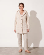 Sylvie | Red Camel Grey Hooded Cashmere Cardigan — voorkant