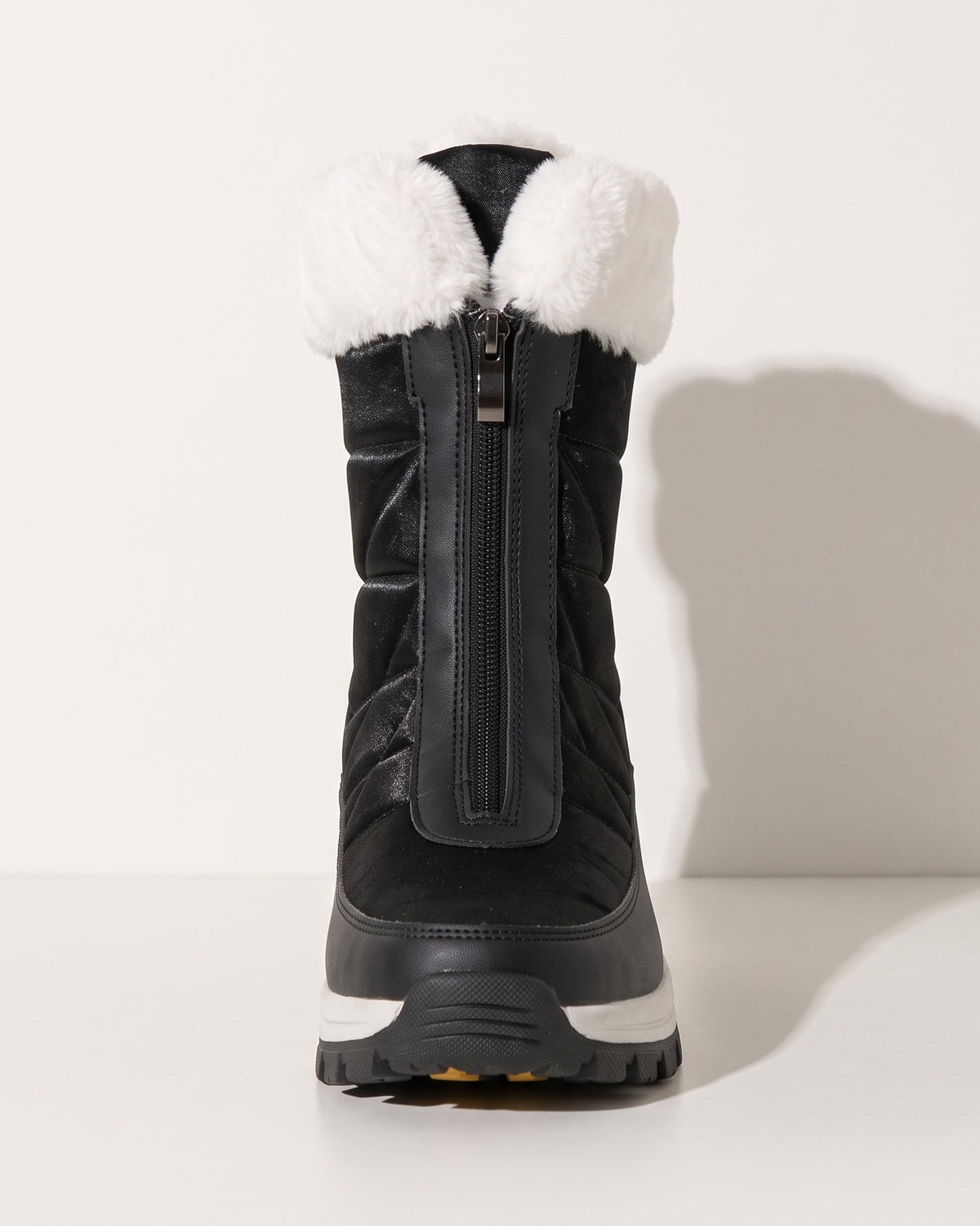 Seraphina | Black Brown Flat Heeled Ankle Boots Faux Fur — voorkant