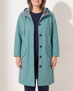 Lavinia | Longline Hooded Wool Winter Coat Black Fur Puffer — voorkant