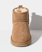 Violaine | Black Leather Flat Ankle Boots Winter Casual — voorkant
