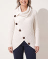 Theodora | Black White Cashmere Knit Cowl Neck Roll V Jumpers