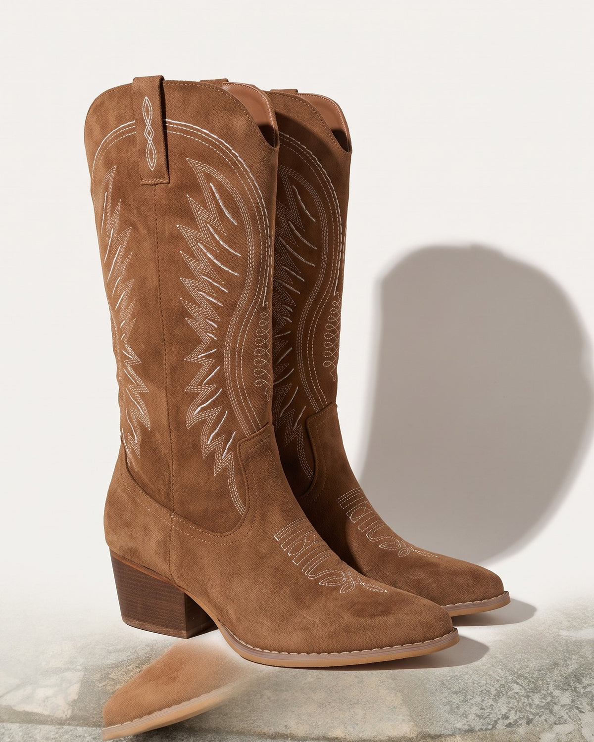 Celestine | Brown Black Suede Mid Calf Knee High Ankle Boots — voorkant