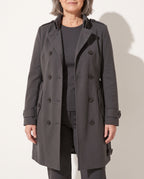 Wilhelmina | Belted Fur Trim Classic Brown White Black Trench Coat — voorkant