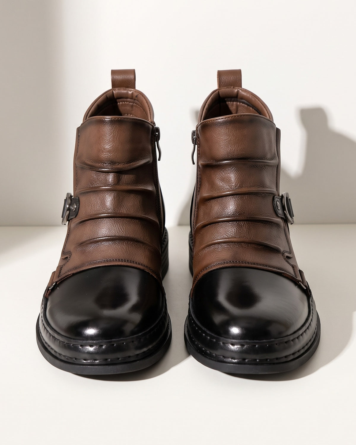 Beatrix | Black Strappy Closed Toe Ankle Strap Heels — voorkant