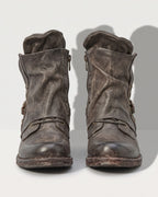 Celestine | Black Leather Chelsea Biker Boots — voorkant