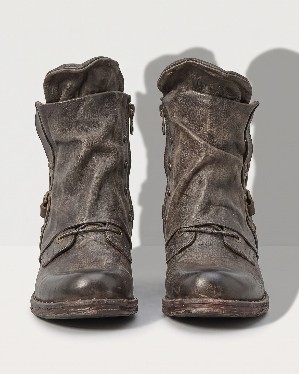 Celestine | Black Leather Chelsea Biker Boots — voorkant