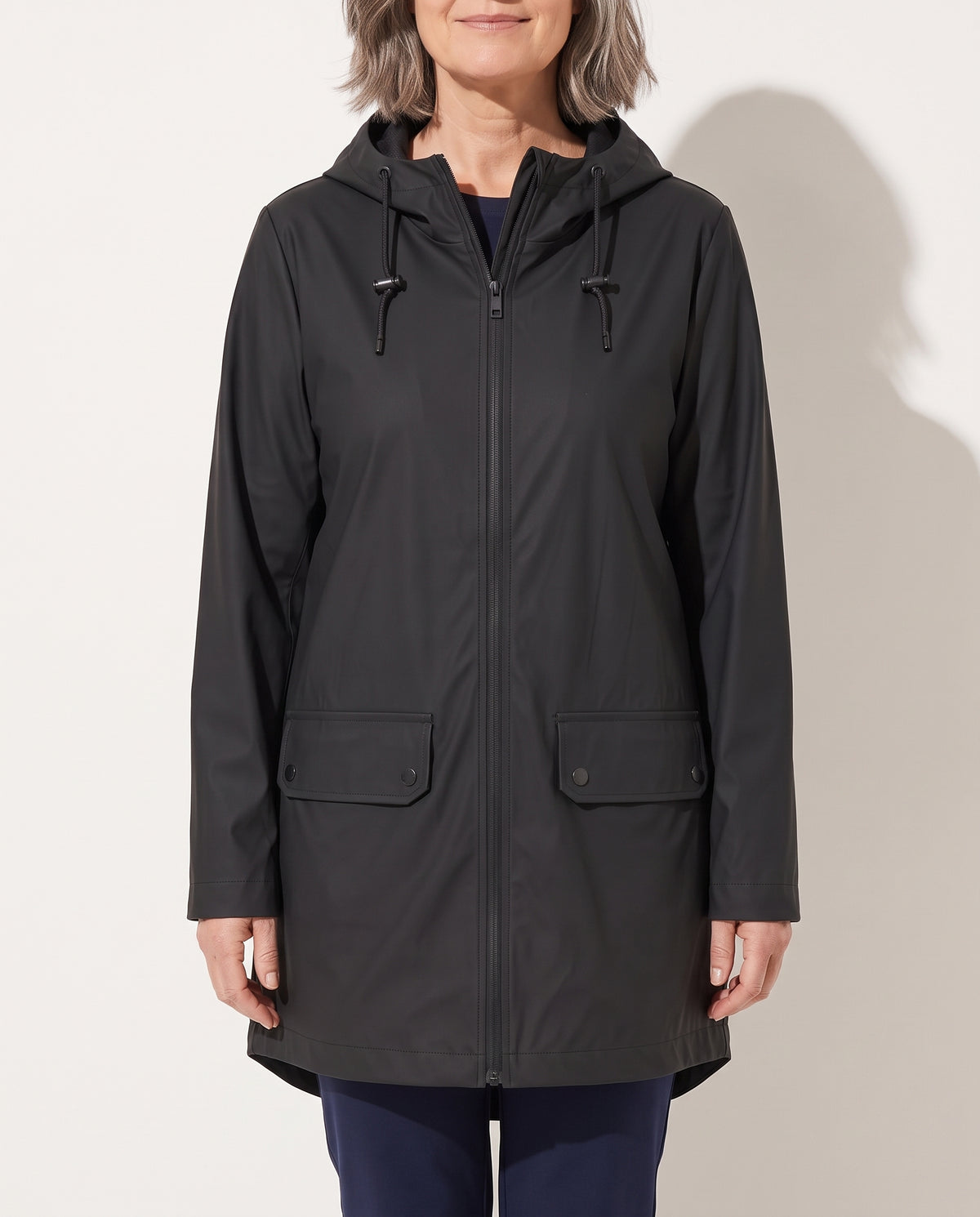 Isadora | Long Waterproof Hooded Winter Rain Coat — voorkant