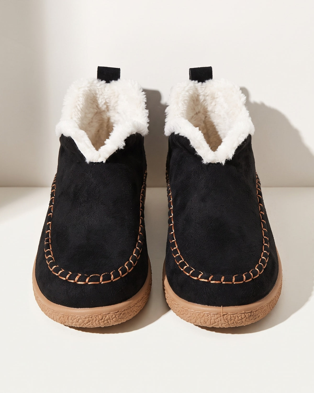 Drusilla | Black Suede Ankle Boots With Warm Shearling Lining — voorkant