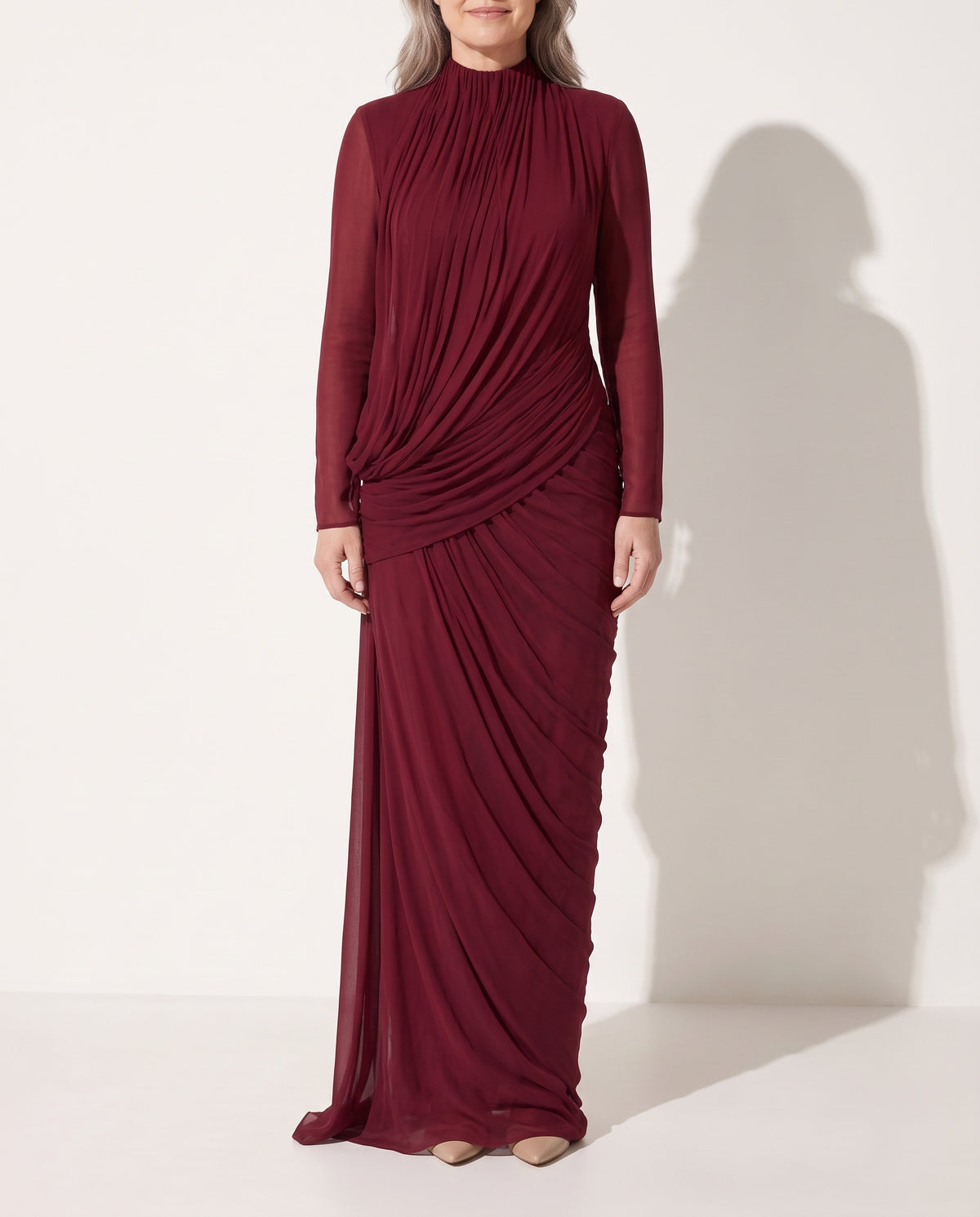 Holly | Long Sleeve Maxi Dress Wedding Guest Dresses Winter Occasion — voorkant