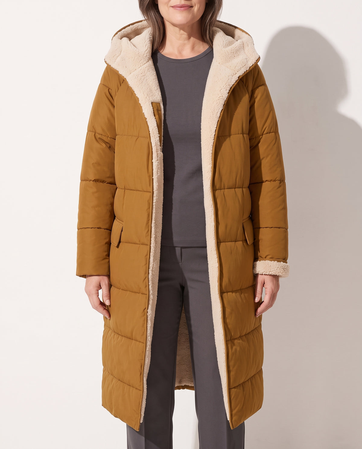 Noelle | Long Padded Puffer Jacket Winter Coat — voorkant