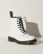 Edith | Womens Leather Motorcycle Combat Boots Lace Up Ankle — White